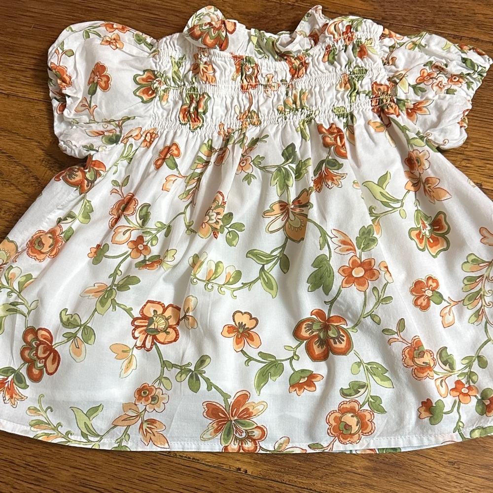 Floral Kids Top - White and Orange